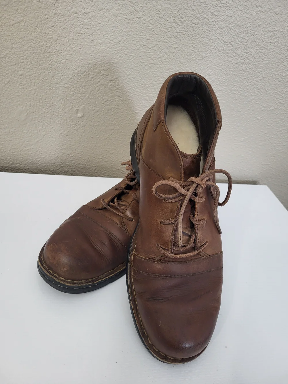 Mens Ugg Brown Leather Chukka Leighton Desert ankle Boot Size 10 Fleece Insert